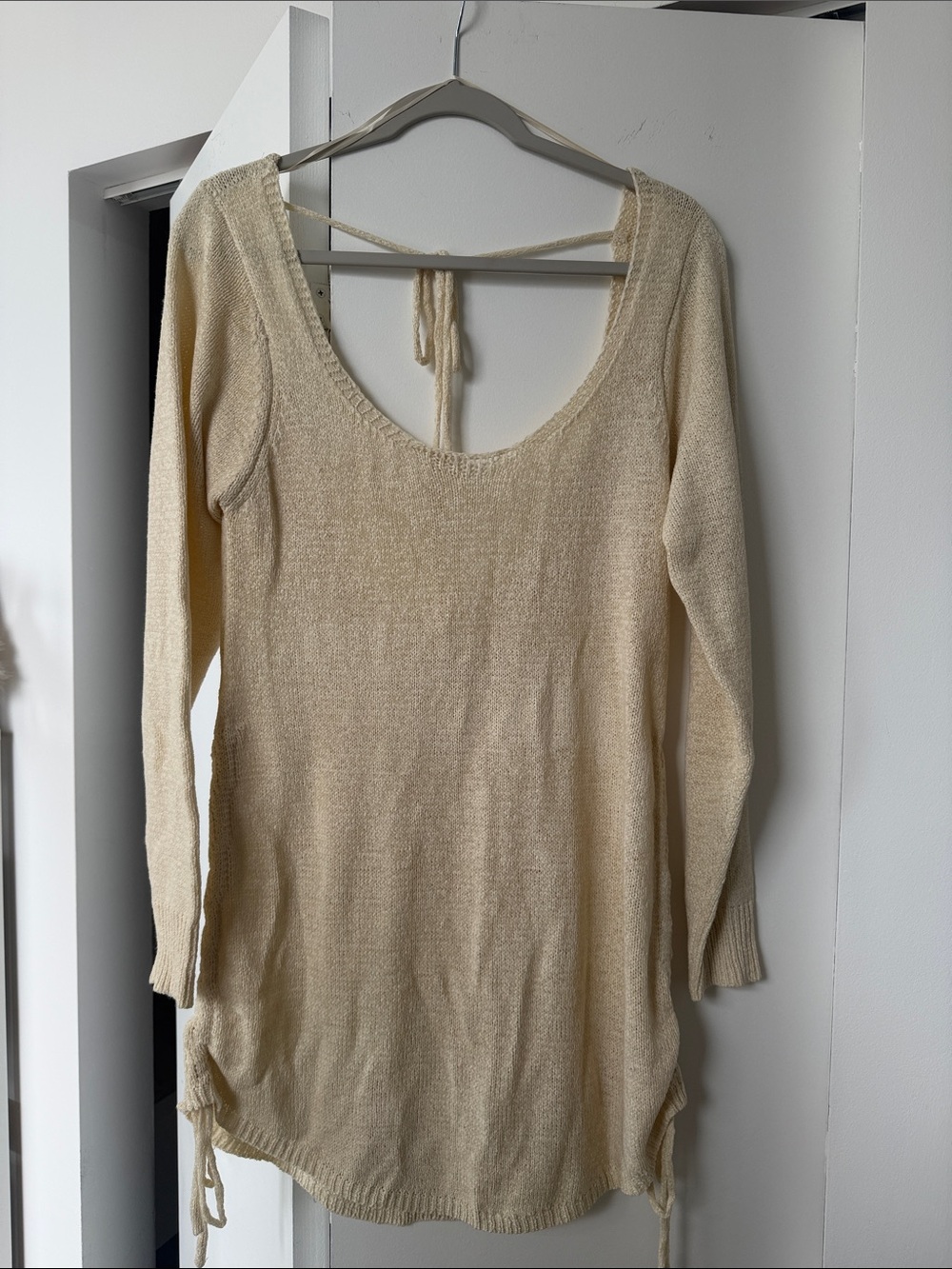 Light Cream Knit Scoop-Neck cover up